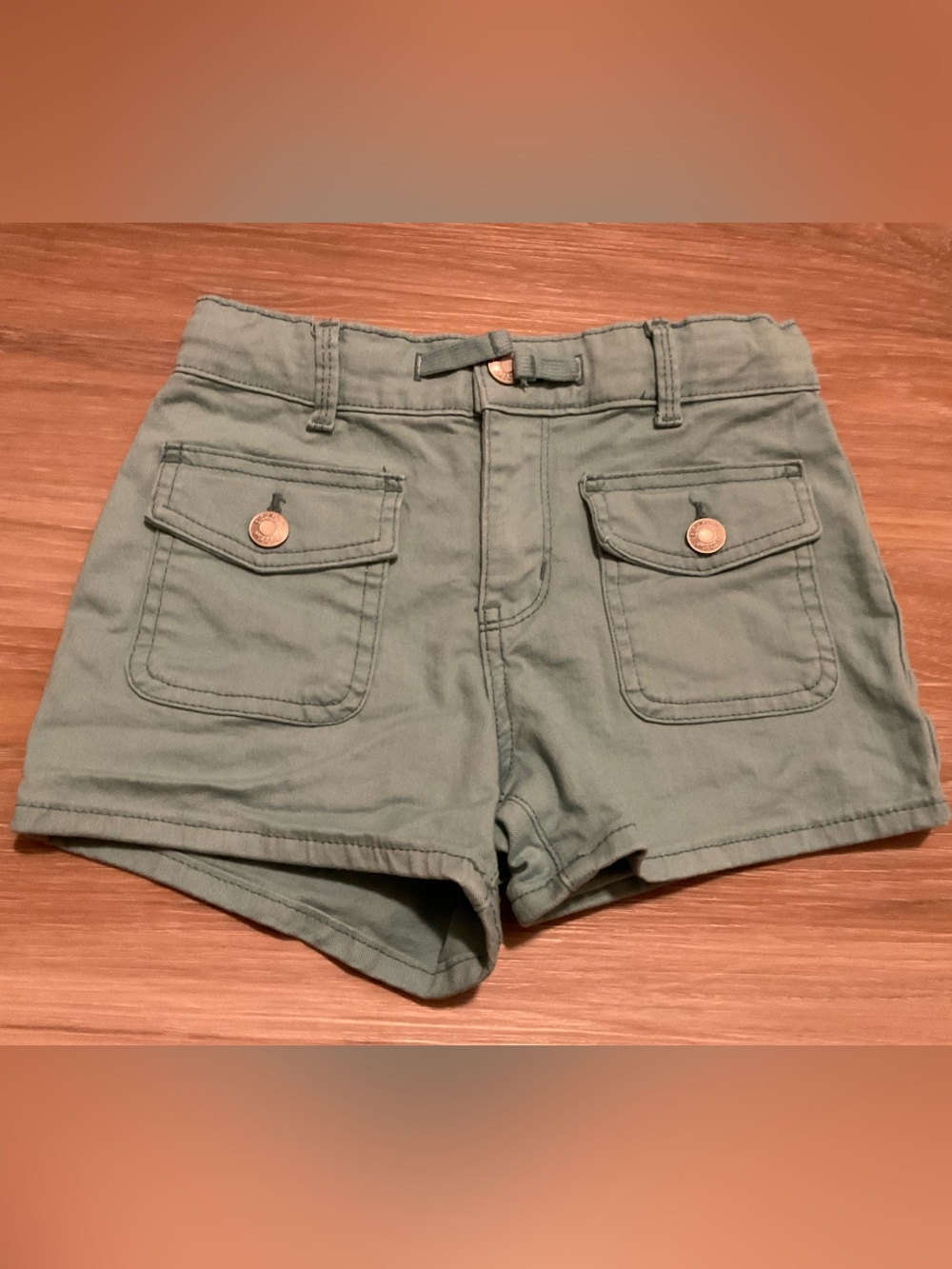 Girl’s Green Denim Utility Pocket Shorts